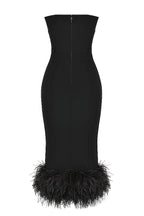 FUR BLACK STRAPLESS CORSET DRESS aclosy