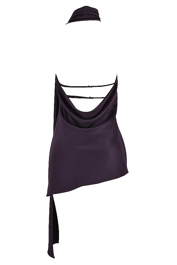 AIDA NIGHT SHADE ASYMMETRIC WRAP NECK DRESS aclosy