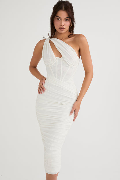 Cutout One-Shoulder Midi Bandage Dress Trendsi