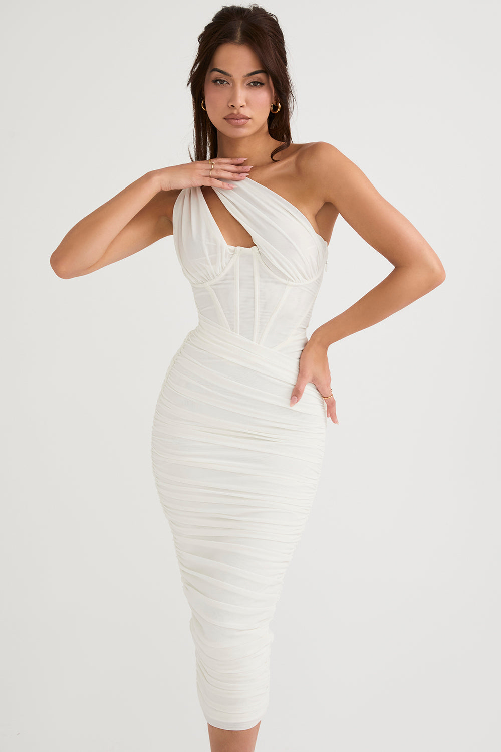 Lemily Cutout One-Shoulder Midi Bandage Dress