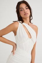 Cutout One-Shoulder Midi Bandage Dress Trendsi