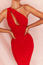Lemily Cutout One-Shoulder Midi Bandage Dress Trendsi
